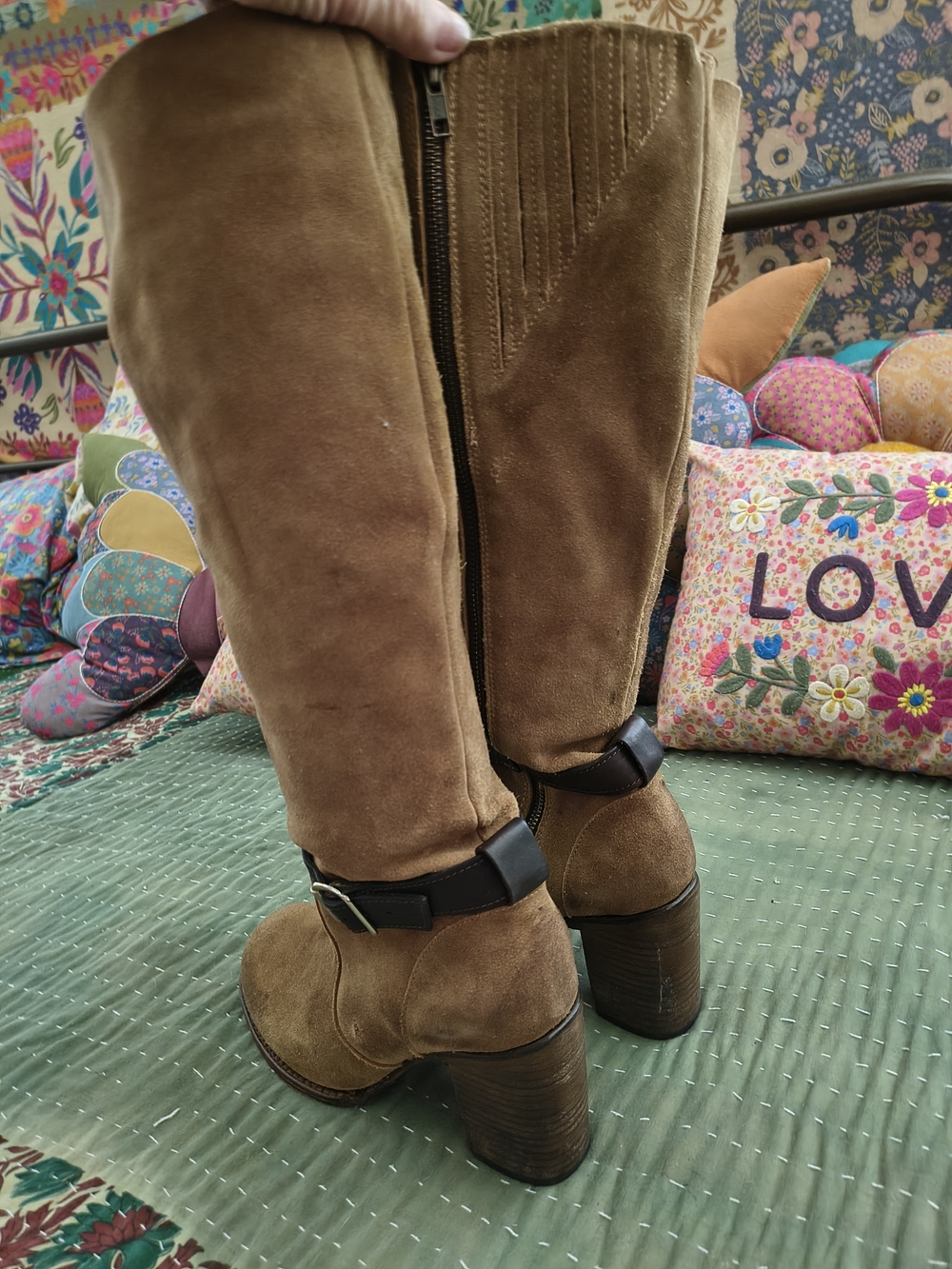 Freebird by Steven Brown Suede Knee Boots with Strap Accent - Picture 2 of 3
